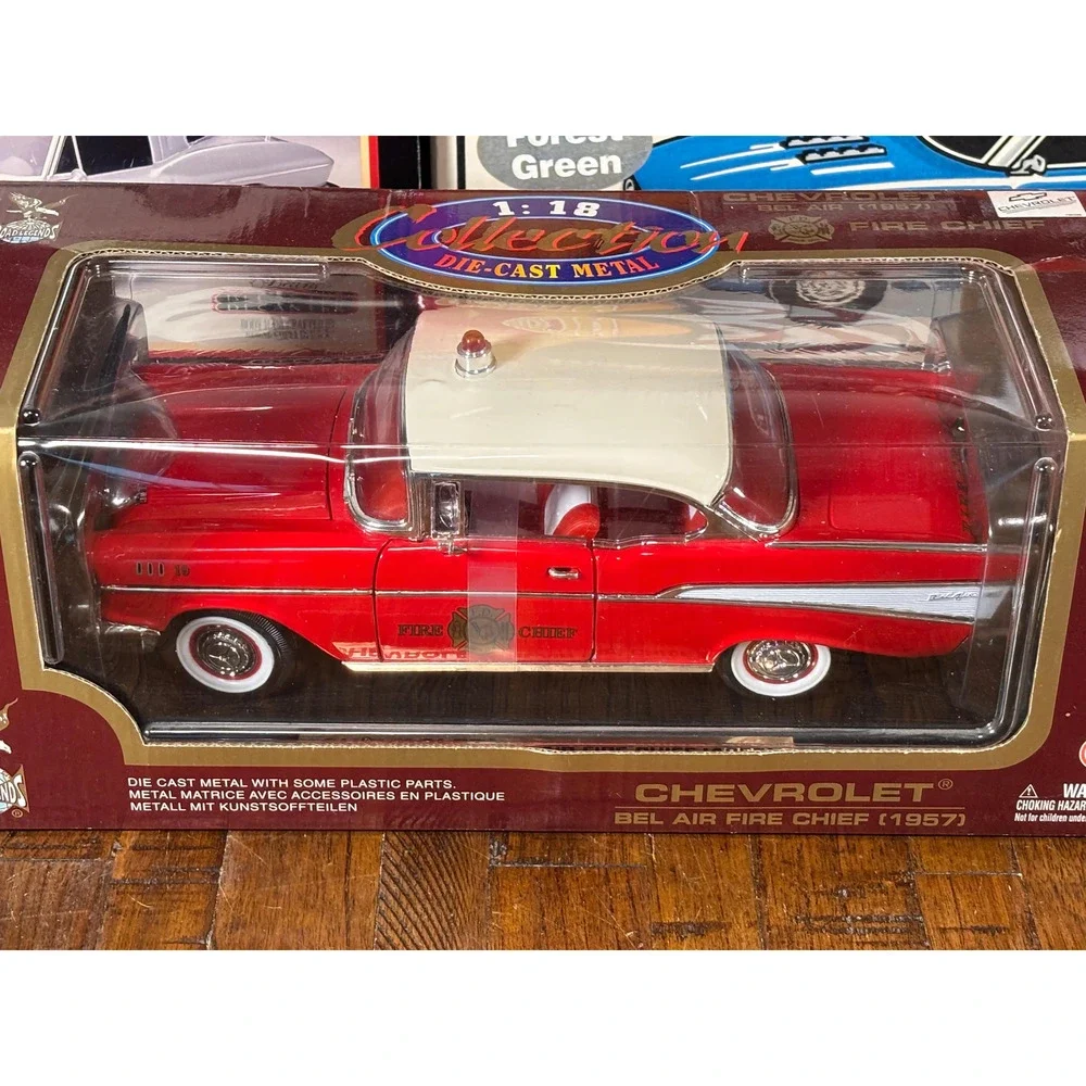Road Legends 1957 Red Chevy Chevrolet Bel Air Fire Chief 1/18 Scale Die Cast